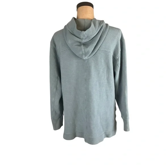 Athleta Blue textured knit women’s pullover hooded top SZ M - Picture 3 of 8